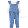 OshKosh Peach Flowers Wash Style Denim Blue Look Cotton Dungaree 11582