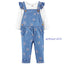 OshKosh Peach Flowers Wash Style Denim Blue Look Cotton Dungaree 11582