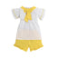 B&G Crinkle White Top With Bow & Shorts Mustard 2 Piece Set 11642
