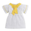 B&G Crinkle White Top With Bow & Shorts Mustard 2 Piece Set 11642