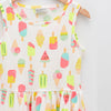 LCW All Over Ice Cream Print Sleeveless White Frock 11721