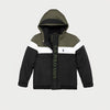 U Color Block Green With Black Puffer Jacket 11782