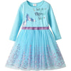 VTK Sequin Mermaid Glitter Bottom Blue Full Sleeves Frock 11828