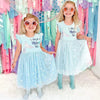 VKT Sequin Mermaid Polka Dots Bottom Blue Frock 11831