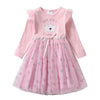 VKT Sequin Crown Glitter Stars Bottom Pink Full Sleeves Frock 11832