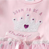VKT Sequin Crown Glitter Stars Bottom Pink Full Sleeves Frock 11832