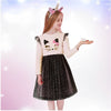 VKT Sequin Cat Face Leopard Bottom Full Sleeves Frock 11827
