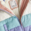 MS Color Block Pink With Lavender Fur Warm Puffer Jacket 11876