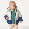 M Color Block Green With Blue Fur Warm Puffer Jacket 11877