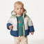 M Color Block Green With Blue Fur Warm Puffer Jacket 11877