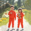 LE LTD Embroided Kangroo Pocket Fleece Hoodie With Trouser Orange Tracksuit 14975