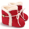 VLSN Bear Badge Sweat Leather Fur Red Long Shoes 12133