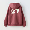ZR Embroided SKTD Dark Corel Kangaroo Pockets Fleece Hoodie 12150