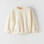 ZR Crew Neck Loose Style Fleece Cream Sweatshirt 12207