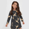 HM Giraffe Print Blackish Grey Full Sleeves Frock 12258