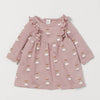 HM Little Dear Print Pink Full Sleeves Frock 12262