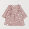 HM Little Dear Print Pink Full Sleeves Frock 12262