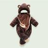 MKS Dark Brown Bear Style Quilted Fur Romper With Cap 12357