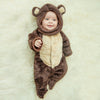 MKS Dark Brown Bear Style Quilted Fur Romper With Cap 12357