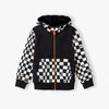 5.10.15 Black & White Box Check Black Fleece Zipper Hoodie TrackSuit 14677