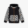 5.10.15 Black & White Box Check Black Fleece Zipper Hoodie TrackSuit 14677