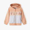 5.10.15 Its Fun Color Block Orange Terry Zipper Hoodie 12362