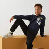 MX Never Stop Print Navy Blue Fleece Sweatshirt 12410