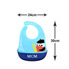 JYR Mom Print Sky Blue With Navy Silicon Pocket Bib 12448