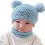KBB Bear Ears Style Mid Blue Warm Cap With Neck & Face Cover 12477