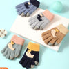 GGX Rabbit Wool Warm Extra Soft Whale Design Brown Gloves 12550