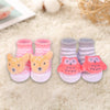 AFR Deer & Owl Face Pink & Grey 2 Pairs Rattle Sock Box 12642
