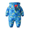 C Dino Style Fur Warm Blue Snow Suit 11866