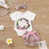 CN Baby Sister Floral Print With Floral Shorts & Head Band 3 Piece Set 11639
