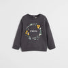 MG Cherie Pom Pom Print Dark Grey Terry Sweatshirt 12234