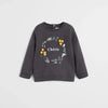 MG Cherie Pom Pom Print Dark Grey Terry Sweatshirt 12234