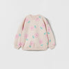 ZR All Over Flower Print T-Pink Light Fleece Sweatshirt 13735