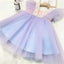 NNJ Sequin Neck Peach Chest Blue Frock 12993
