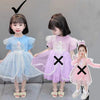 YJTX Big Elsa Print Bow & Lace Style Blue Frock 13098