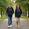 ARS Applic Logo With Football Club Badge Kangroo Pocket White Cord Fleece Navy Blue Zipper Hoodie 14776