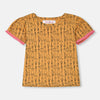 LL Tolls Print Yellow Top With Striped Cadet Blue Dungaree 2 Piece Set 12883