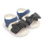 Magic Prewalker Black Bow With White Lines Soft Bottom Sandals 11064