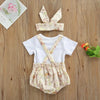 CN My Sun Shine Body Suit With Floral Shoulder Stripe Short & Head Band 3 Piece Set 11640