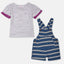 LL Texture Grey Top With Striped Cadet Blue Dungaree 2 Piece Set 12869