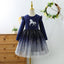 VKT Foil Stars Double Shade Bottom Navy Blue full Sleeves Frock 12991
