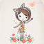 CA Aplic Girl & Butterfly Style Sleeves White Top 9456