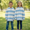 SFR Follow Your Heart Applic Sky Blue & White Big Stripes Fleece Hoodie 14556