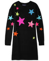LPU Multi Sequin Stars Black Long Sweater Shirt 10872