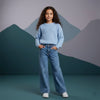 DP All Over Mini Hearts Style Wide Leg Mid Blue Denim 14970