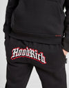HR Embroided Kangroo Pocket Style Black Fleece Hoodie Tracksuit 14259