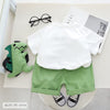 CN Wild Dino Print White T-Shirt & Green Shorts with Dino Toy 12976